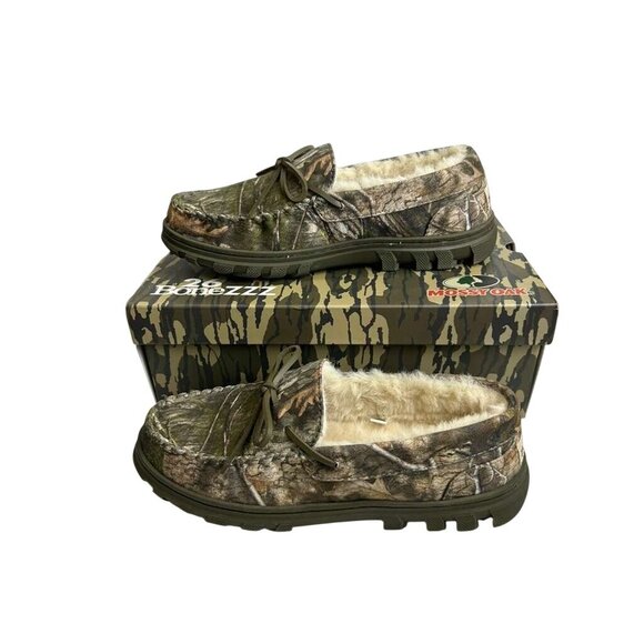 New With Box 26 BoneZZZ Mens Size 10 Camouflage Faux Fur Lined Moccasin Slippers - Picture 7 of 12